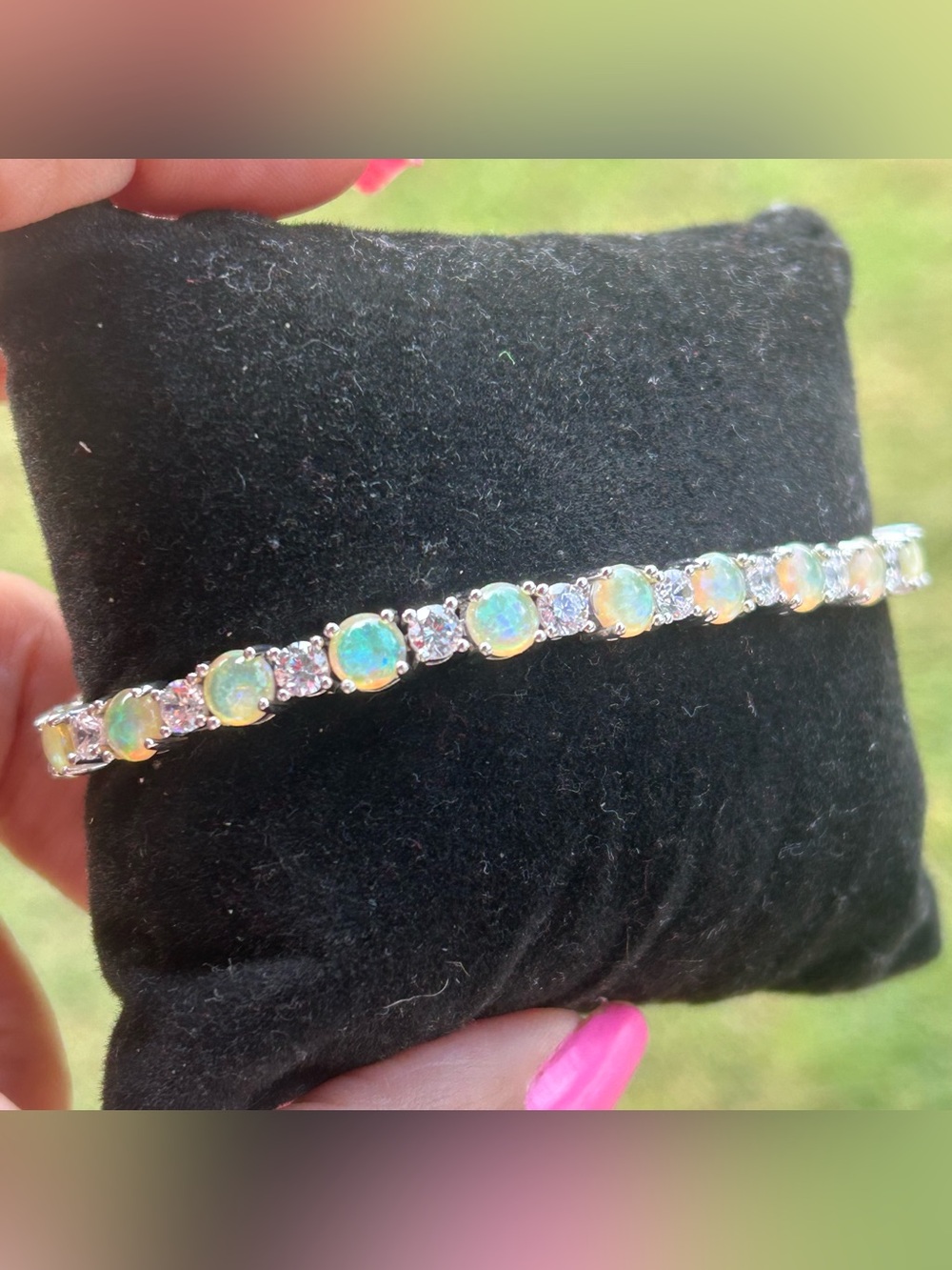 Opal and Cubic Zirconia Tennis Bracelet -